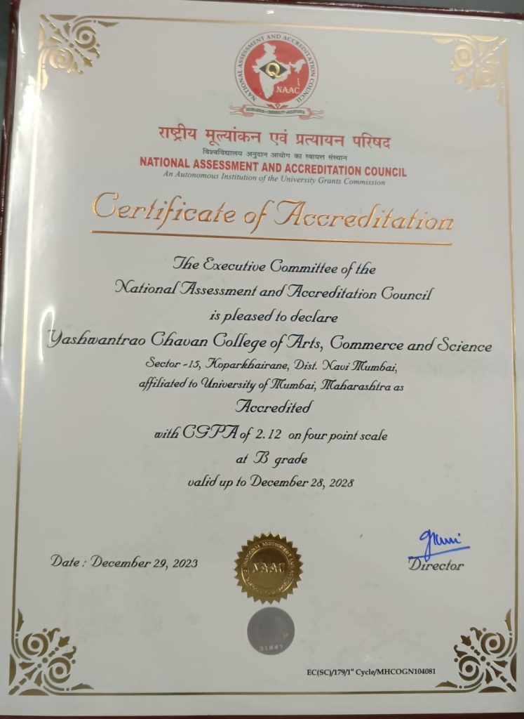 Certificate of Accreditation – Yashwantrao Chavan College of Arts ...